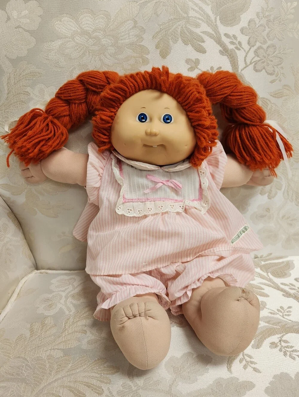 Vintage 1980s Red Hair Green Eye One Tooth Cabbage Patch Doll 1985